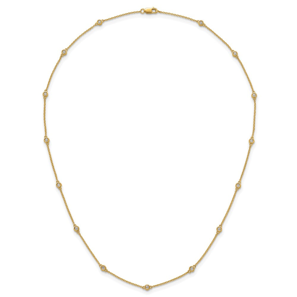 Complete 3/8 carat Bezel-set Diamond and Cable Chain 15-Station Necklace - WBC