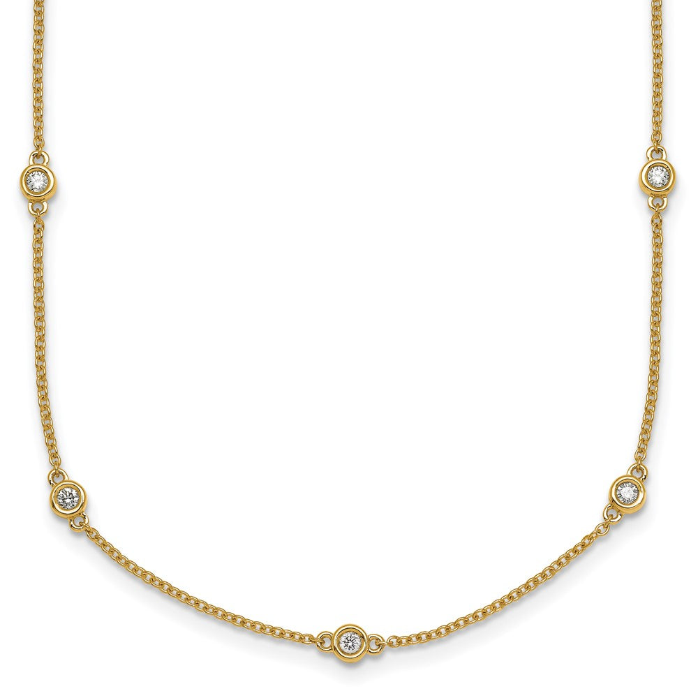 Complete 1/3 carat Bezel-set Diamond and Cable Chain 13-Station Necklace - WBC