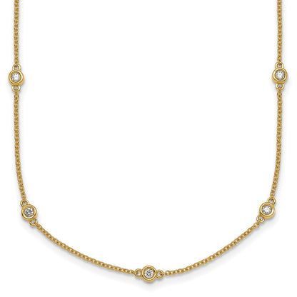 Complete 3/8 carat Bezel-set Diamond and Cable Chain 15-Station Necklace - WBC