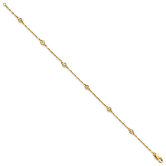 Complete 1/6 carat Bezel-set Diamond and Cable Chain 6-Station Bracelet - WBC