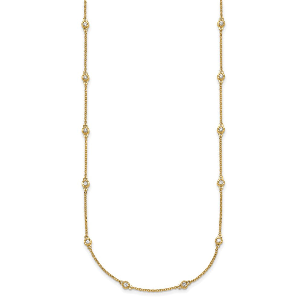 Complete 1/2 carat Bezel-set Diamond and Cable Chain 18-Station Necklace - WBC