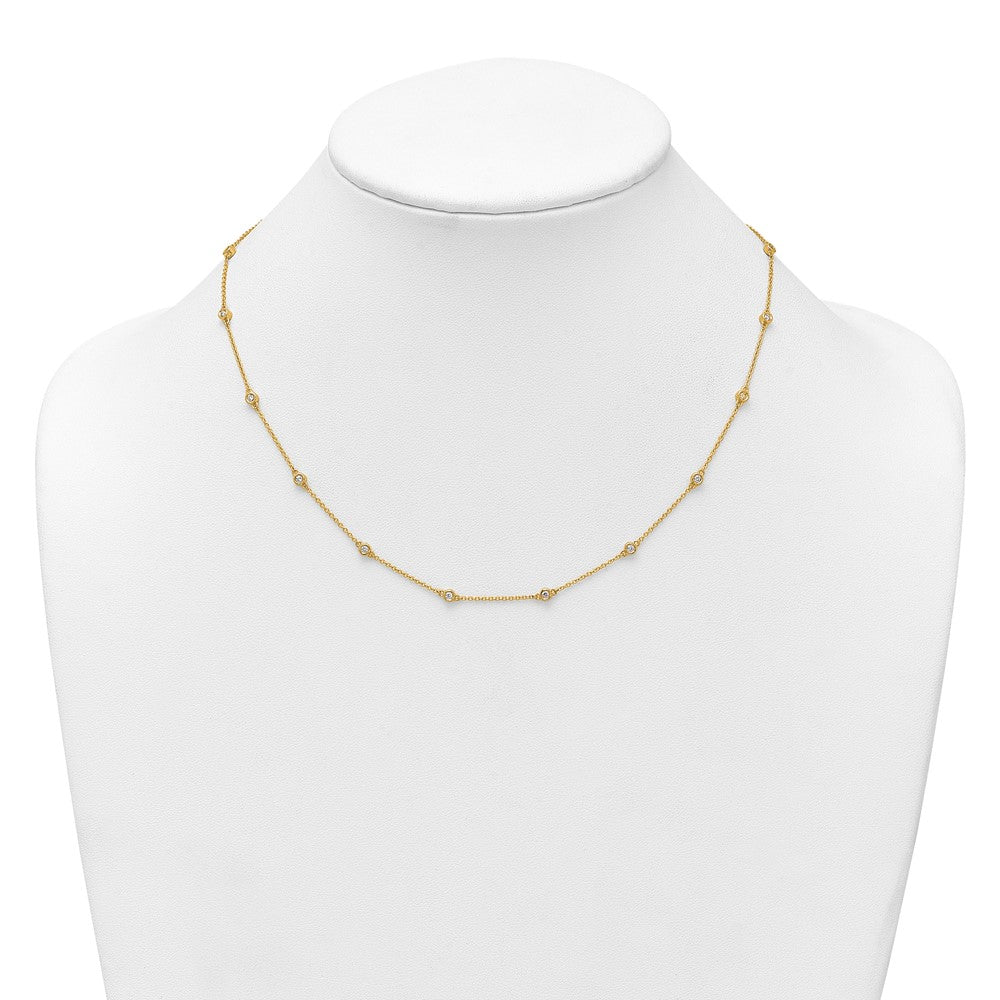 Complete 1/2 carat Bezel-set Diamond and Cable Chain 18-Station Necklace - WBC