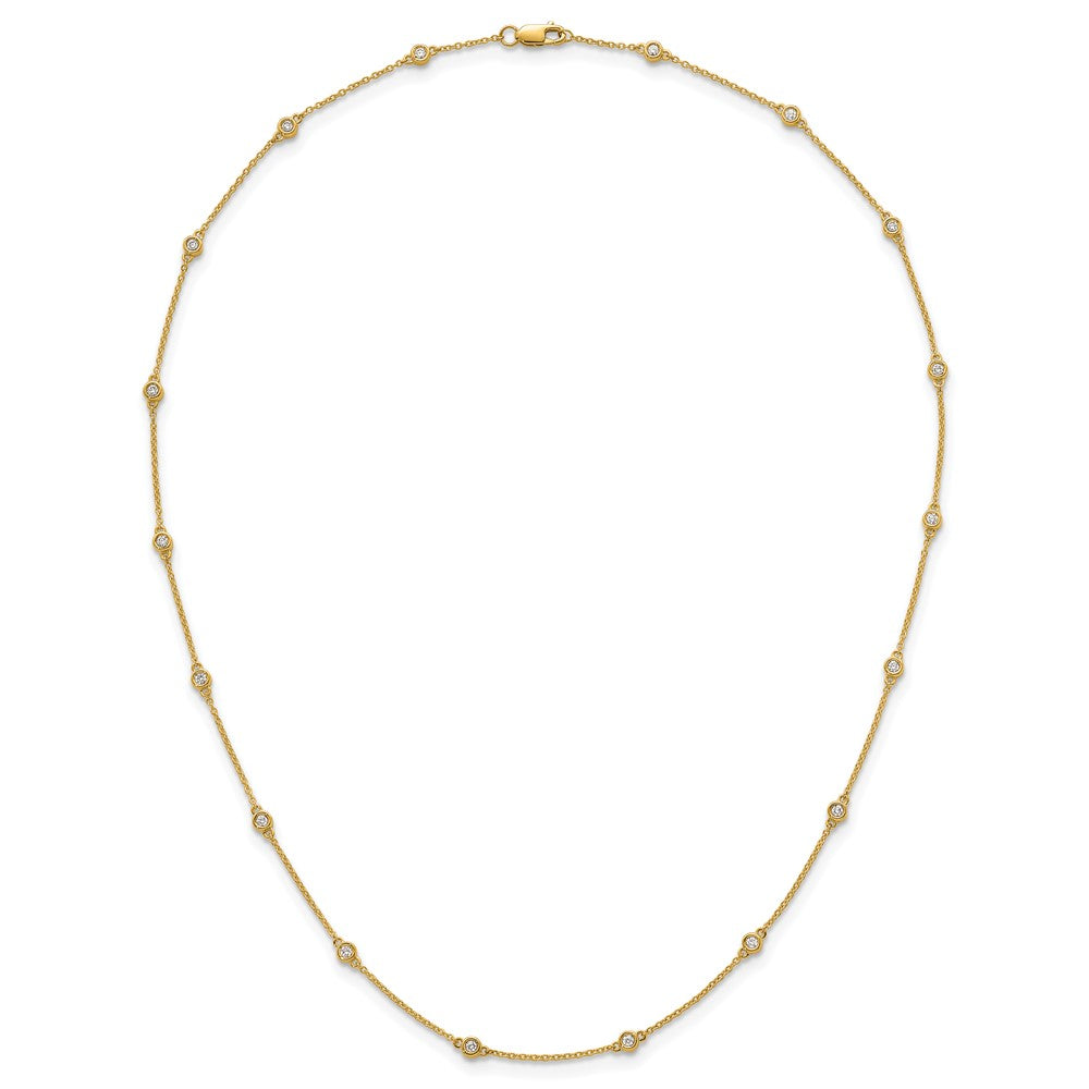 Complete 1/2 carat Bezel-set Diamond and Cable Chain 18-Station Necklace - WBC