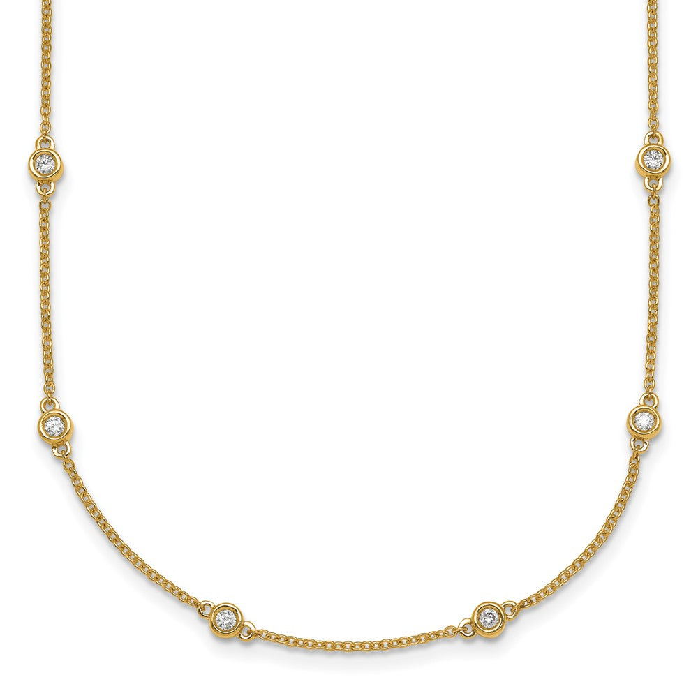 Complete 1/2 carat Bezel-set Diamond and Cable Chain 18-Station Necklace - WBC