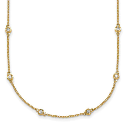Complete 1/2 carat Bezel-set Diamond and Cable Chain 18-Station Necklace - WBC