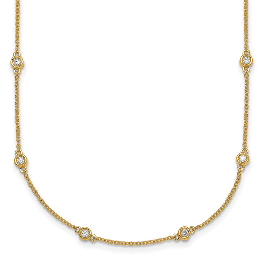 Complete 1/2 carat Bezel-set Diamond and Cable Chain 18-Station Necklace - WBC