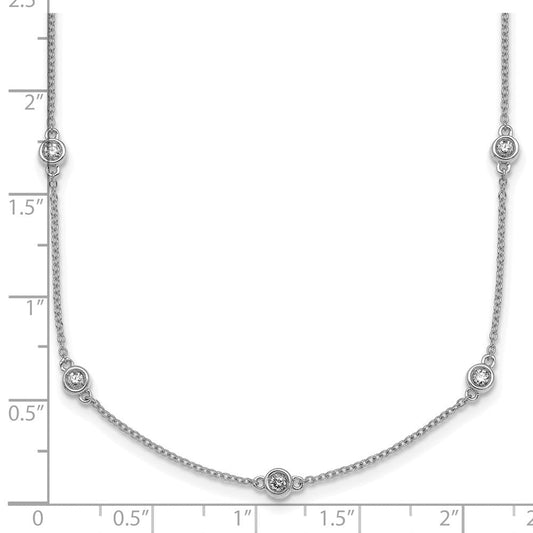 14K White Gold 1/2 ct Bezel-set Diamond & Cable Chain 13-Station Necklace