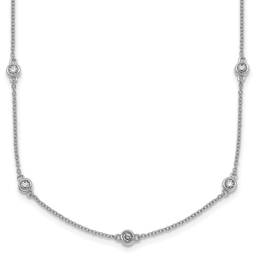 Complete 5/8 carat Bezel-set Diamond and Cable Chain 17-Station Necklace - WBC