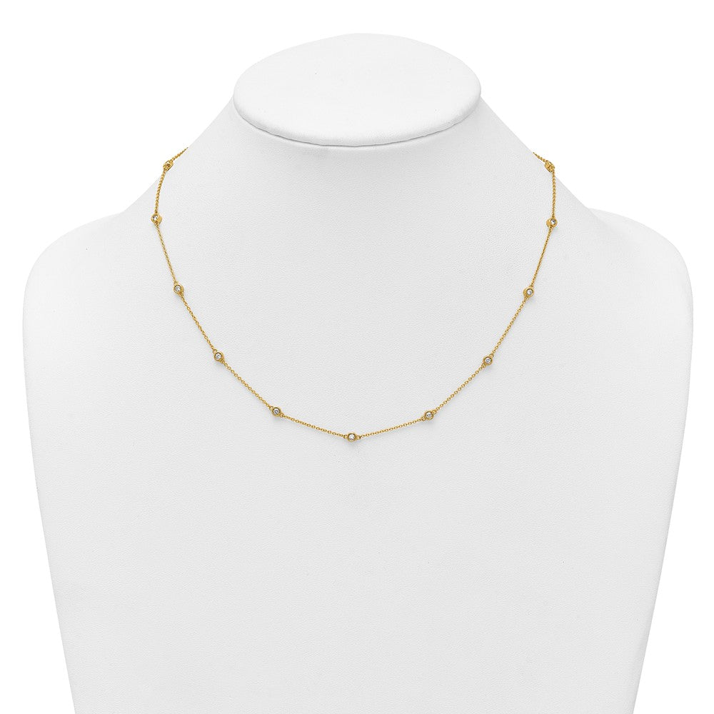 Complete 1/2 carat Bezel-set Diamond and Cable Chain 15-Station Necklace - WBC
