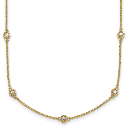 Complete 1/2 carat Bezel-set Diamond and Cable Chain 15-Station Necklace - WBC