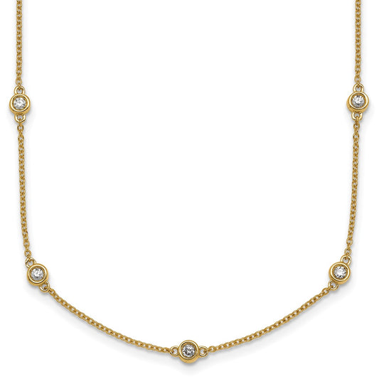 Complete 1/2 carat Bezel-set Diamond and Cable Chain 15-Station Necklace - WBC
