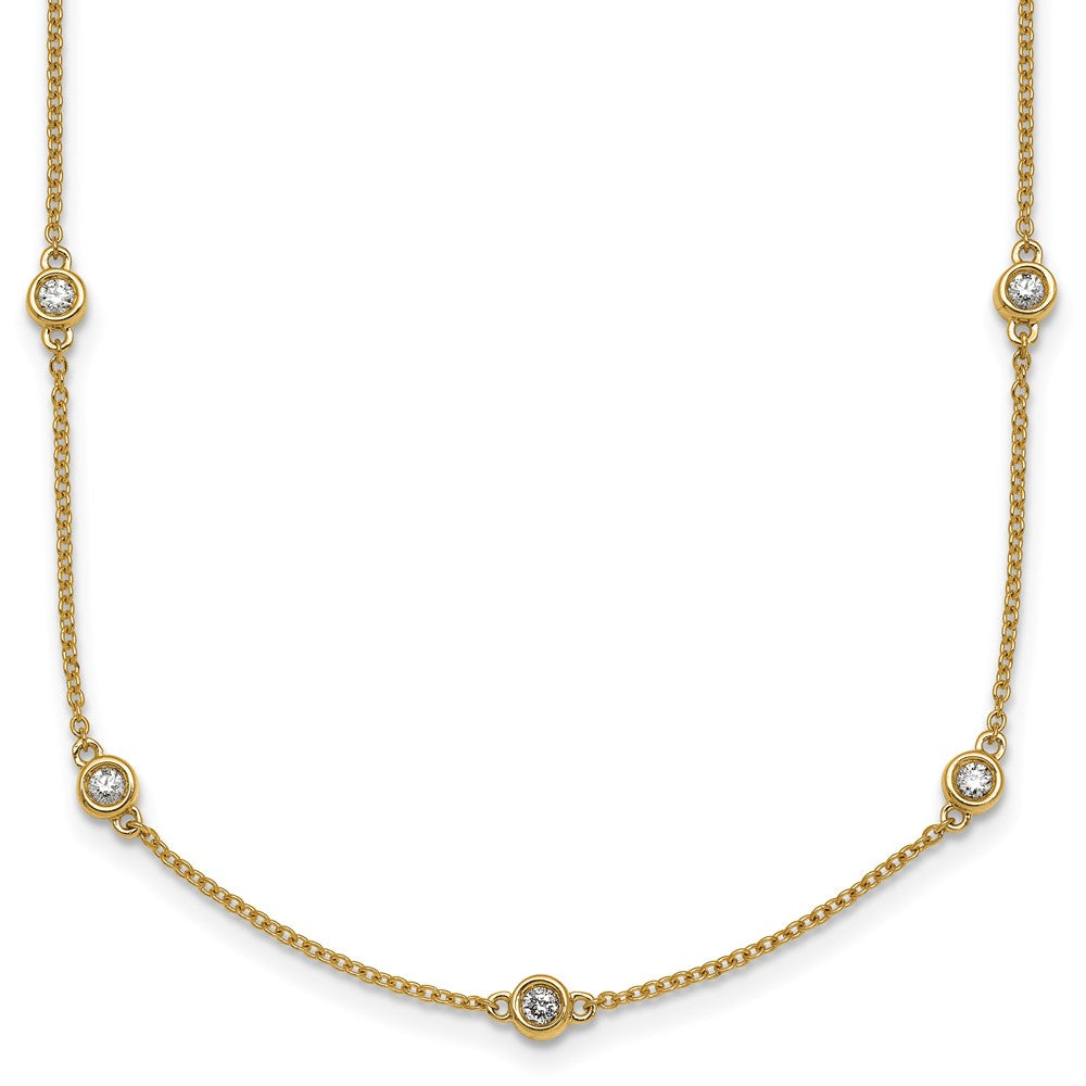 Complete 5/8 carat Bezel-set Diamond and Cable Chain 17-Station Necklace - WBC