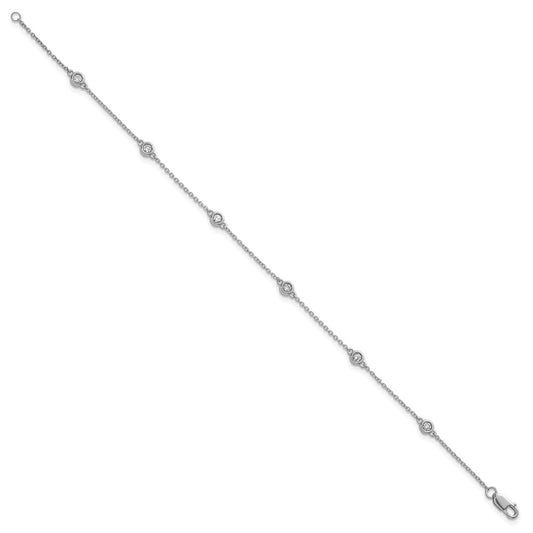 Complete 1/5 carat Bezel-set Diamond and Cable Chain 6-Station Bracelet - WBC