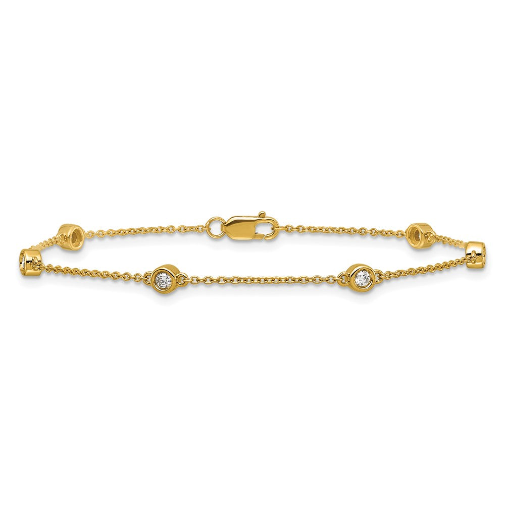 Complete 1/5 carat Bezel-set Diamond and Cable Chain 6-Station Bracelet - WBC