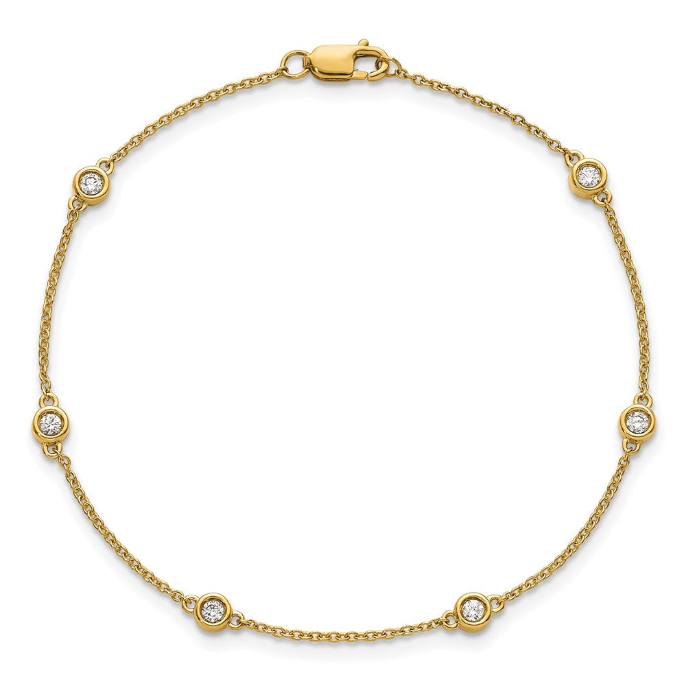 Complete 1/5 carat Bezel-set Diamond and Cable Chain 6-Station Bracelet - WBC