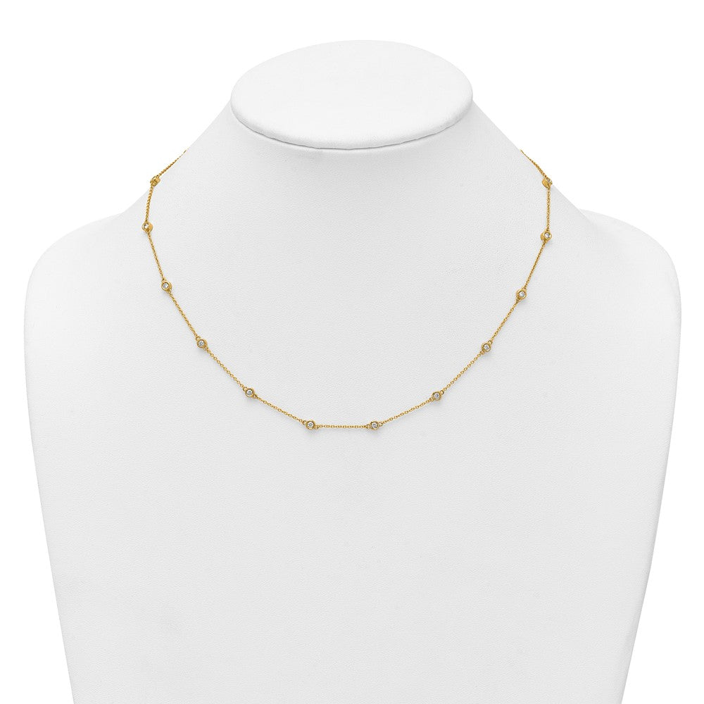 Complete 5/8 carat Bezel-set Diamond and Cable Chain 18-Station Necklace - WBC