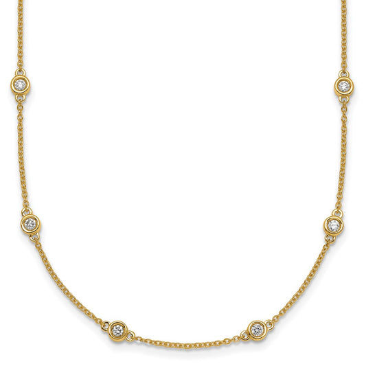 Complete 5/8 carat Bezel-set Diamond and Cable Chain 18-Station Necklace - WBC