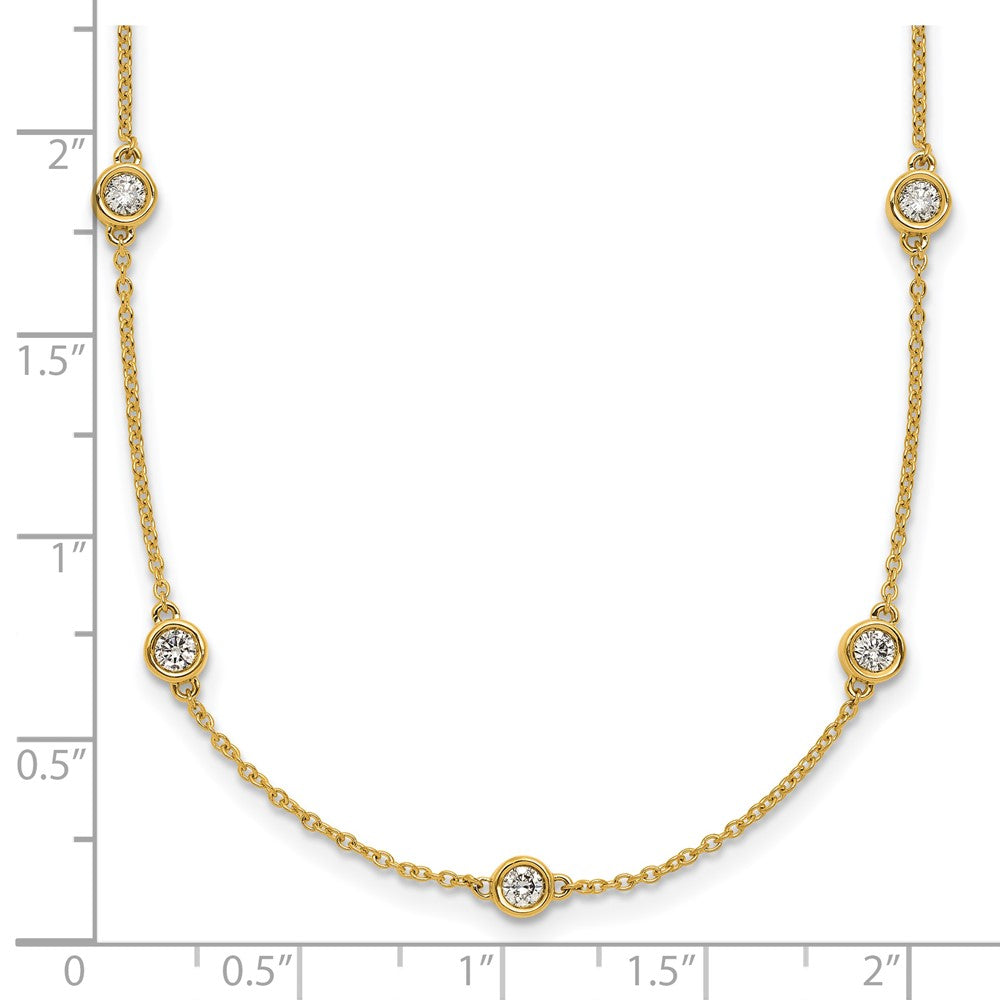 Complete 3/4 carat Bezel-set Diamond and Cable Chain 13-Station Necklace - WBC