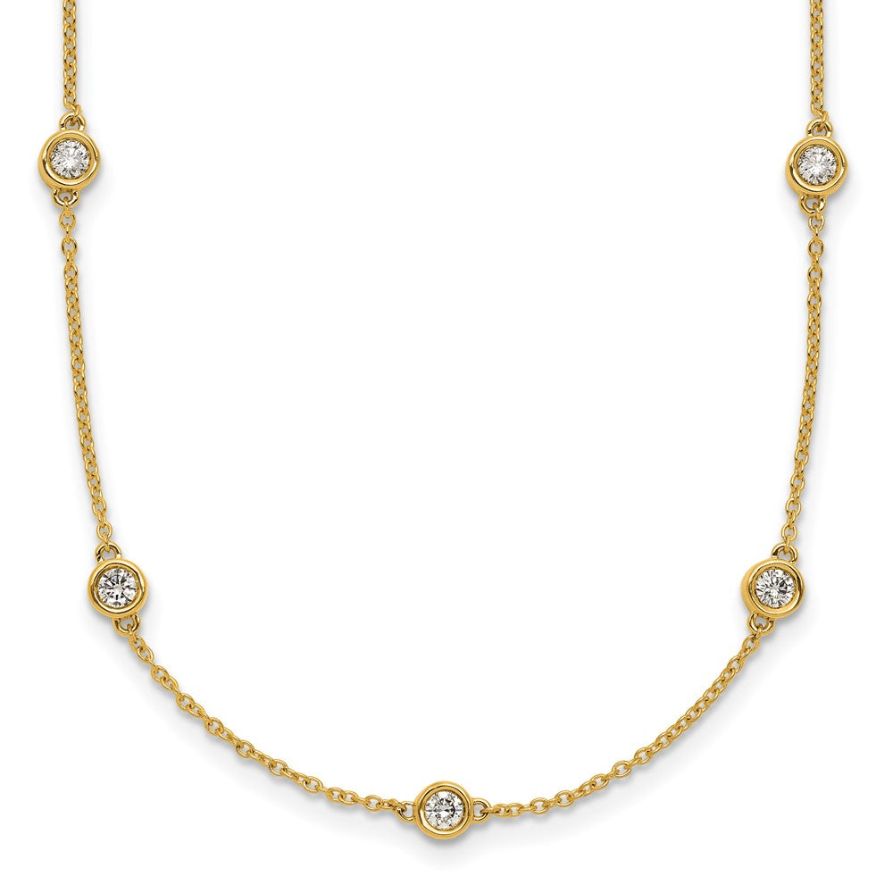 Complete 3/4 carat Bezel-set Diamond and Cable Chain 13-Station Necklace - WBC