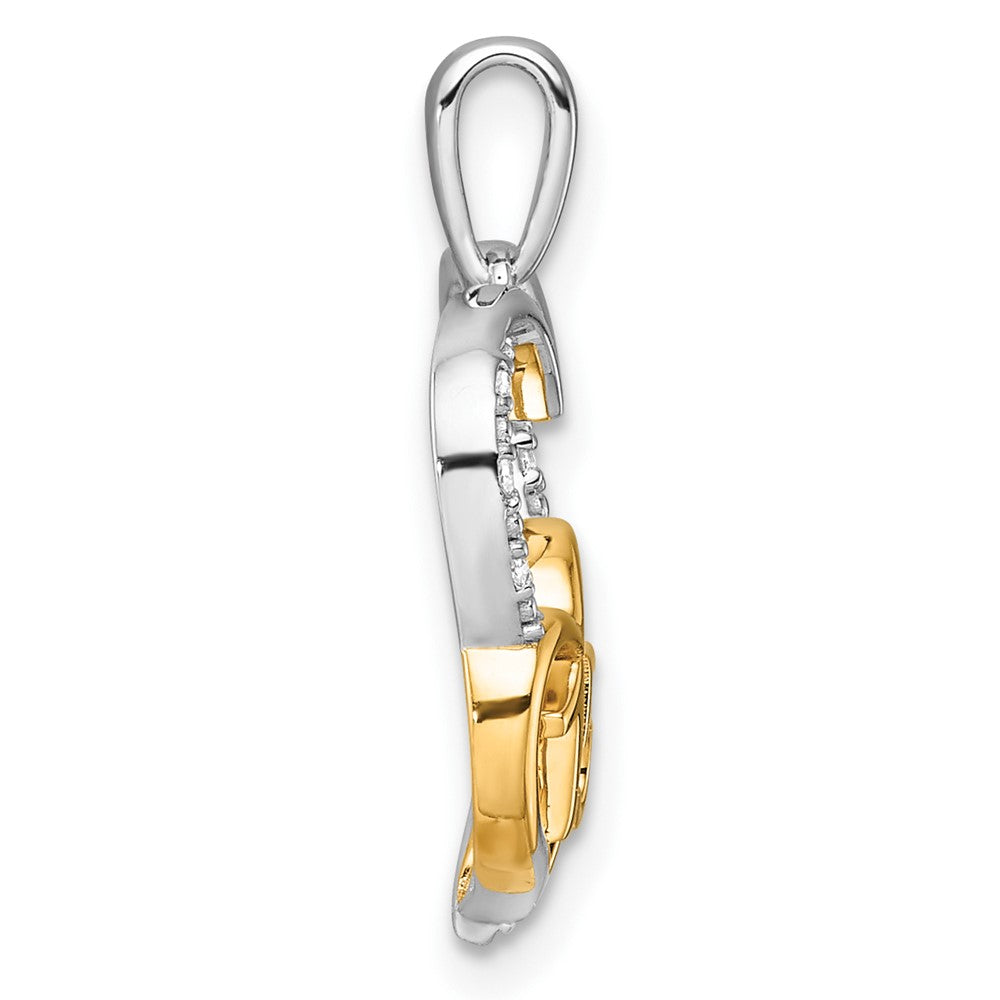 Two-tone Polished 1/20 carat Diamond Quinceanera 15 Heart Pendant - WBC