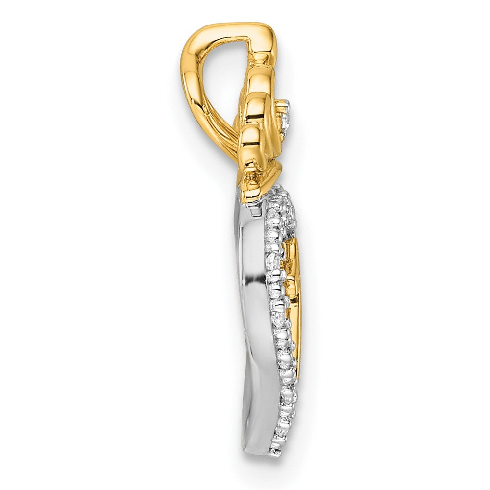 Two-tone 1/15 carat Diamond Quinceanera 15 Heart with Crown Chain Slide - WBC