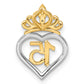 Two-tone 1/15 carat Diamond Quinceanera 15 Heart with Crown Chain Slide - WBC