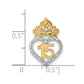 Two-tone 1/15 carat Diamond Quinceanera 15 Heart with Crown Chain Slide - WBC