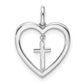 Polished 1/6 carat Diamond Heart Dangle Cross Pendant - WBC