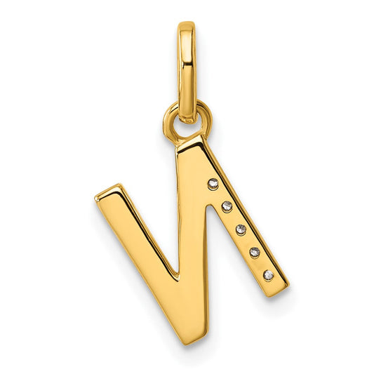 14K White Gold Twisted 0.05 ct Diamond Initial N Charm, 7.04mm