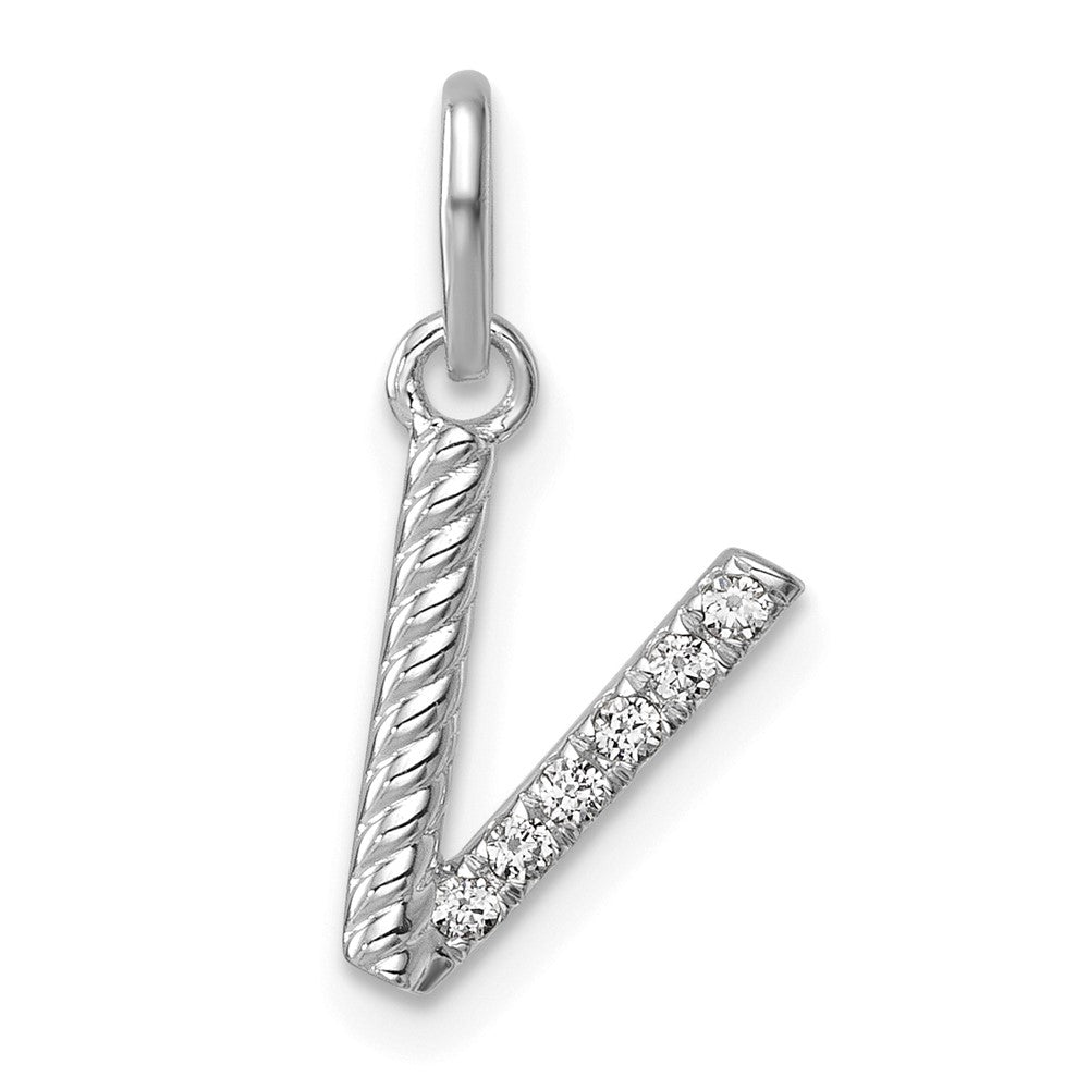 Twisted .05 ct. Diamond Initial V Charm - WBC