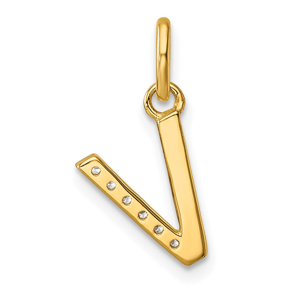 Twisted .05 ct. Diamond Initial V Charm - WBC