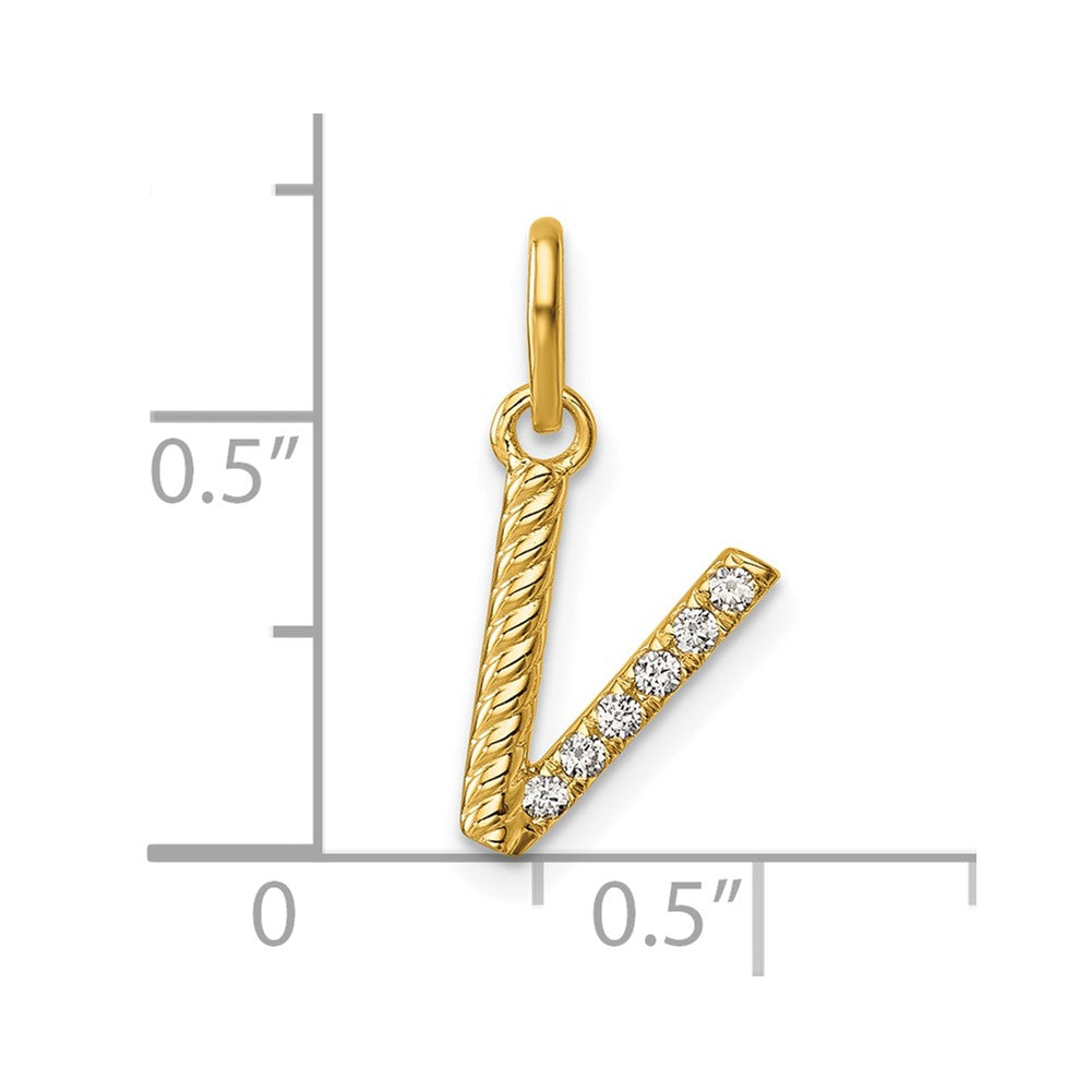 Twisted .05 ct. Diamond Initial V Charm - WBC