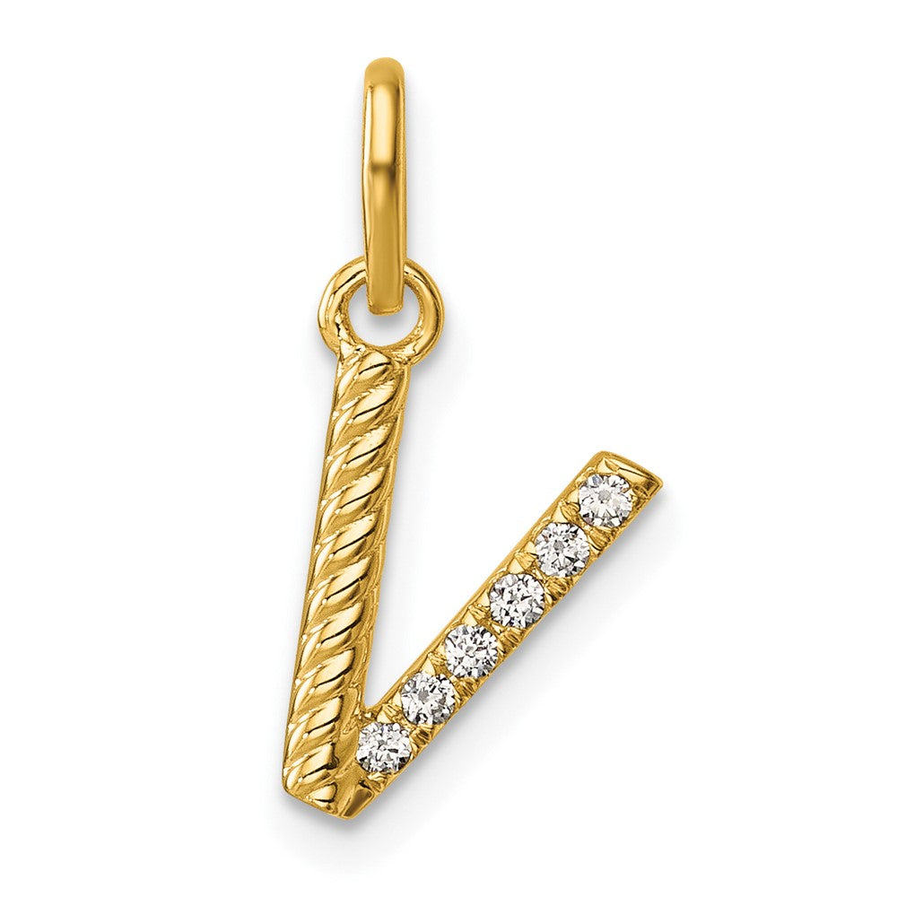 Twisted .05 ct. Diamond Initial V Charm - WBC