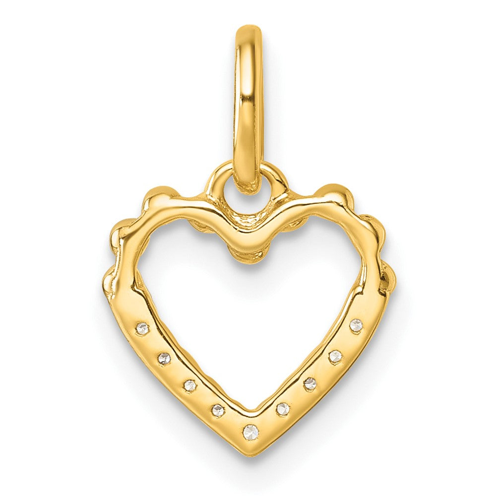 Polished Diamond Beaded Heart Pendant - WBC