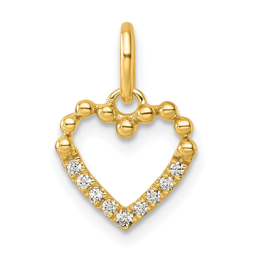Polished Diamond Beaded Heart Pendant - WBC