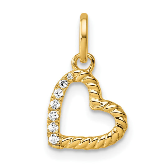Polished Diamond Twisted Heart Pendant - WBC