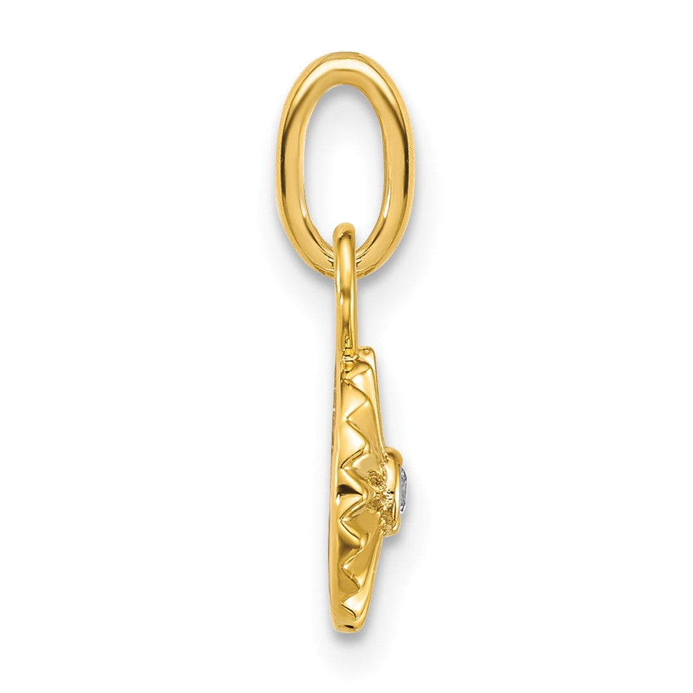 Polished and Grooved Diamond Circle Charm - WBC