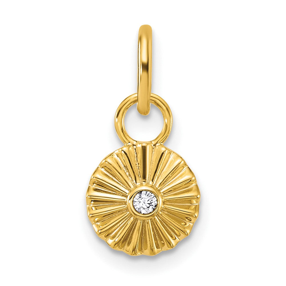Polished and Grooved Diamond Circle Charm - WBC