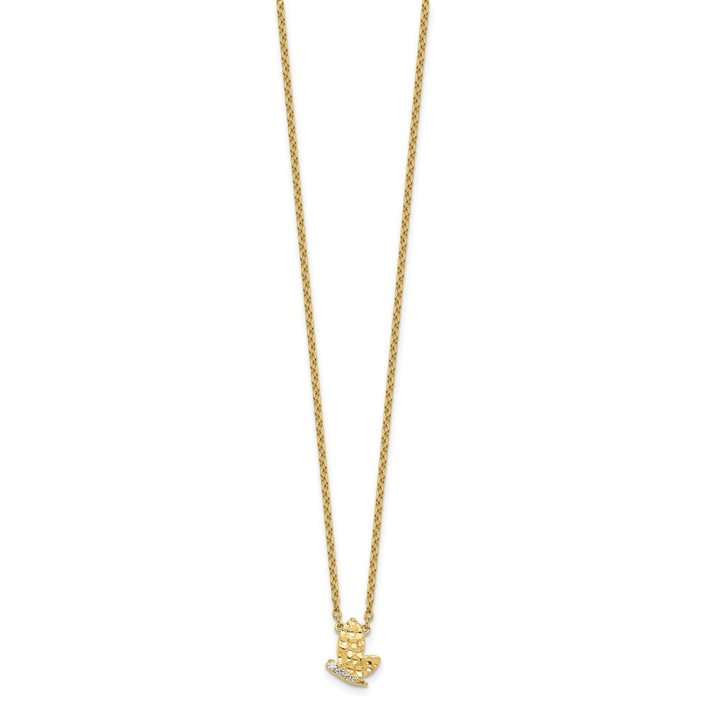 Polished and Hammered 1/20 carat Diamond Butterfly Necklace - WBC