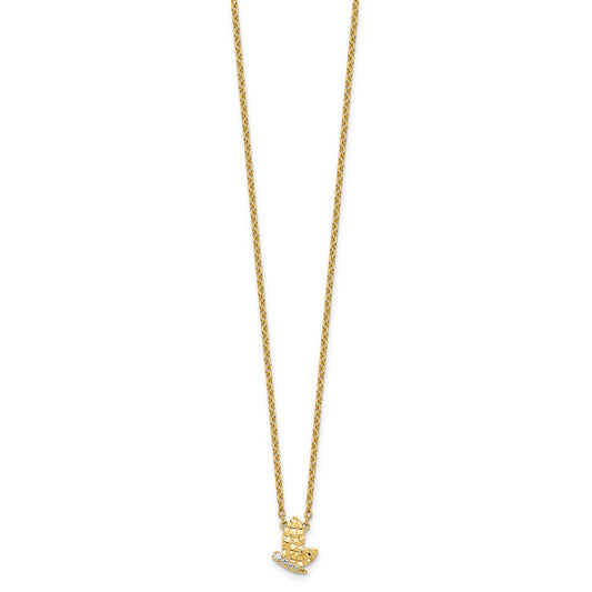 Polished and Hammered 1/20 carat Diamond Butterfly Necklace - WBC