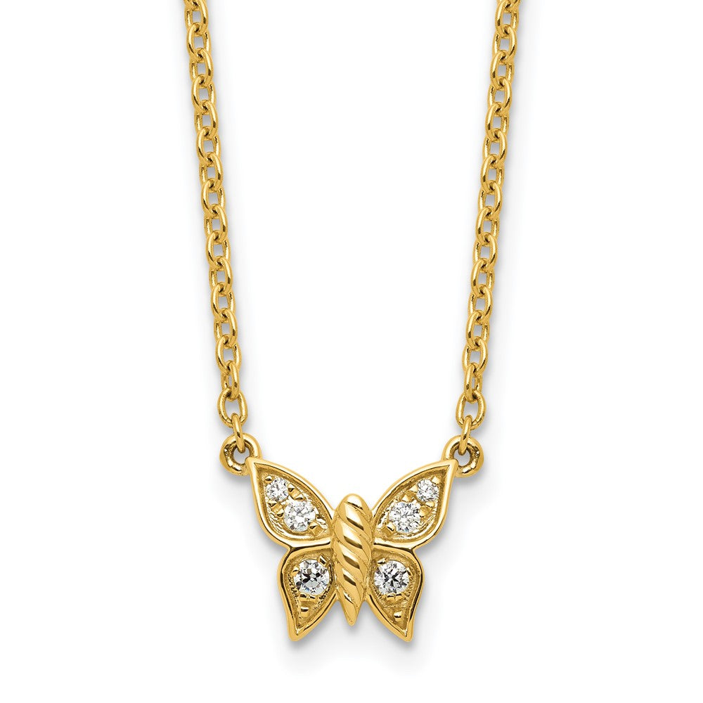 Polished 1/10 carat Diamond Butterfly Necklace - WBC