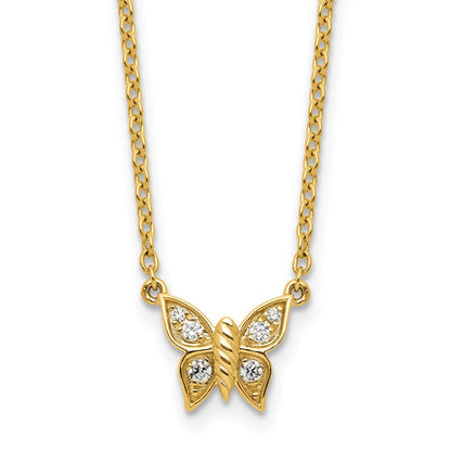 Polished 1/10 carat Diamond Butterfly Necklace - WBC