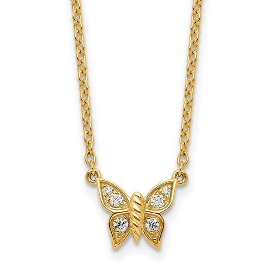 Polished 1/10 carat Diamond Butterfly Necklace - WBC