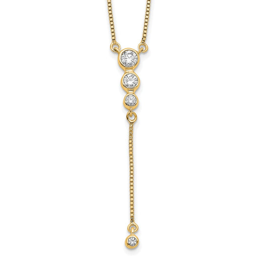 Polished 1/4 carat Diamond Graduated 3-stone with Dangle Y-Necklace - WBC