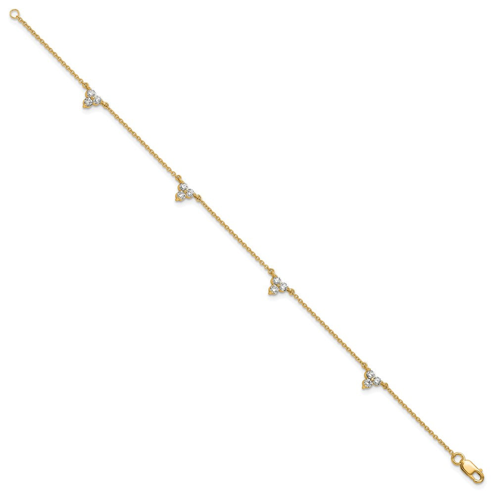 Complete 5/8 carat Diamond 3-Stone Cluster 4-Station Bracelet - WBC