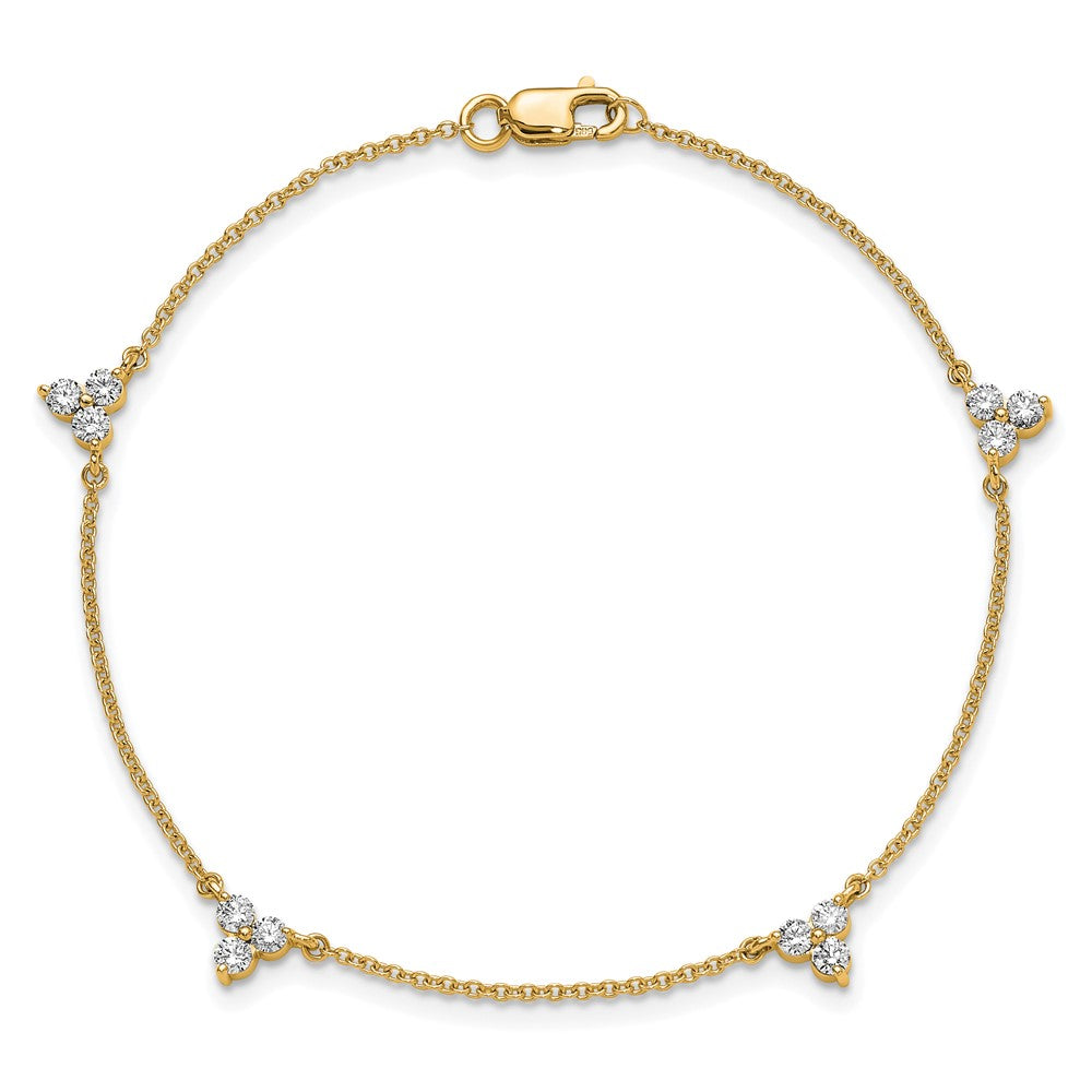 Complete 5/8 carat Diamond 3-Stone Cluster 4-Station Bracelet - WBC