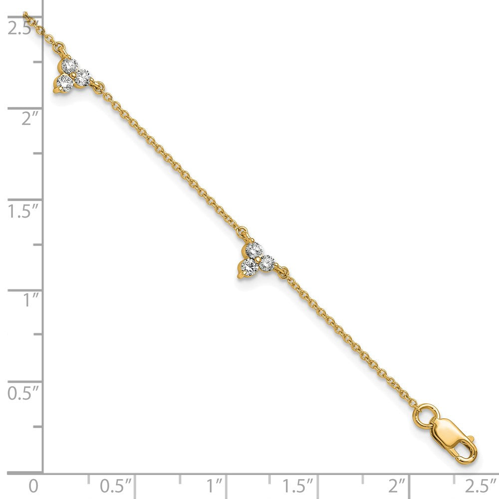 Complete 5/8 carat Diamond 3-Stone Cluster 4-Station Bracelet - WBC
