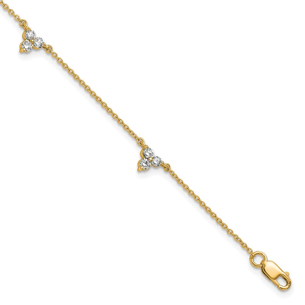 Complete 5/8 carat Diamond 3-Stone Cluster 4-Station Bracelet - WBC