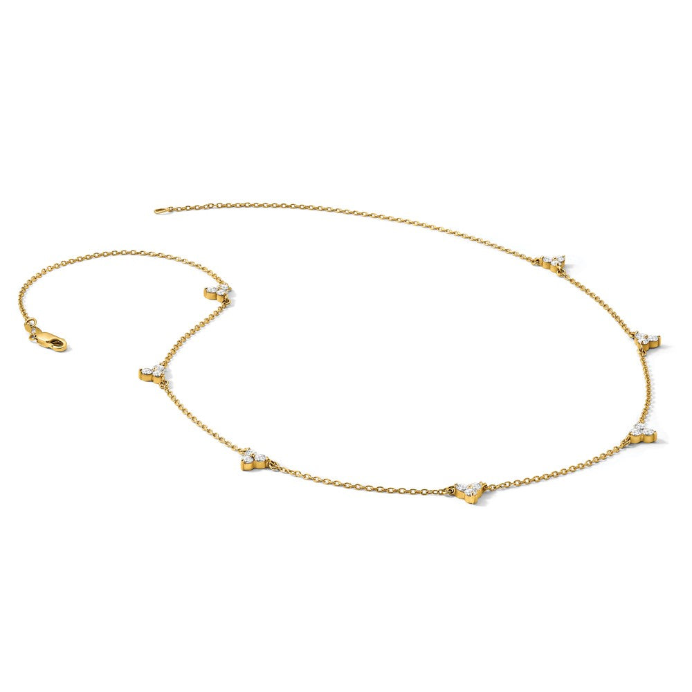 Complete 5/8 carat Diamond 3-Stone Cluster 4-Station Bracelet - WBC