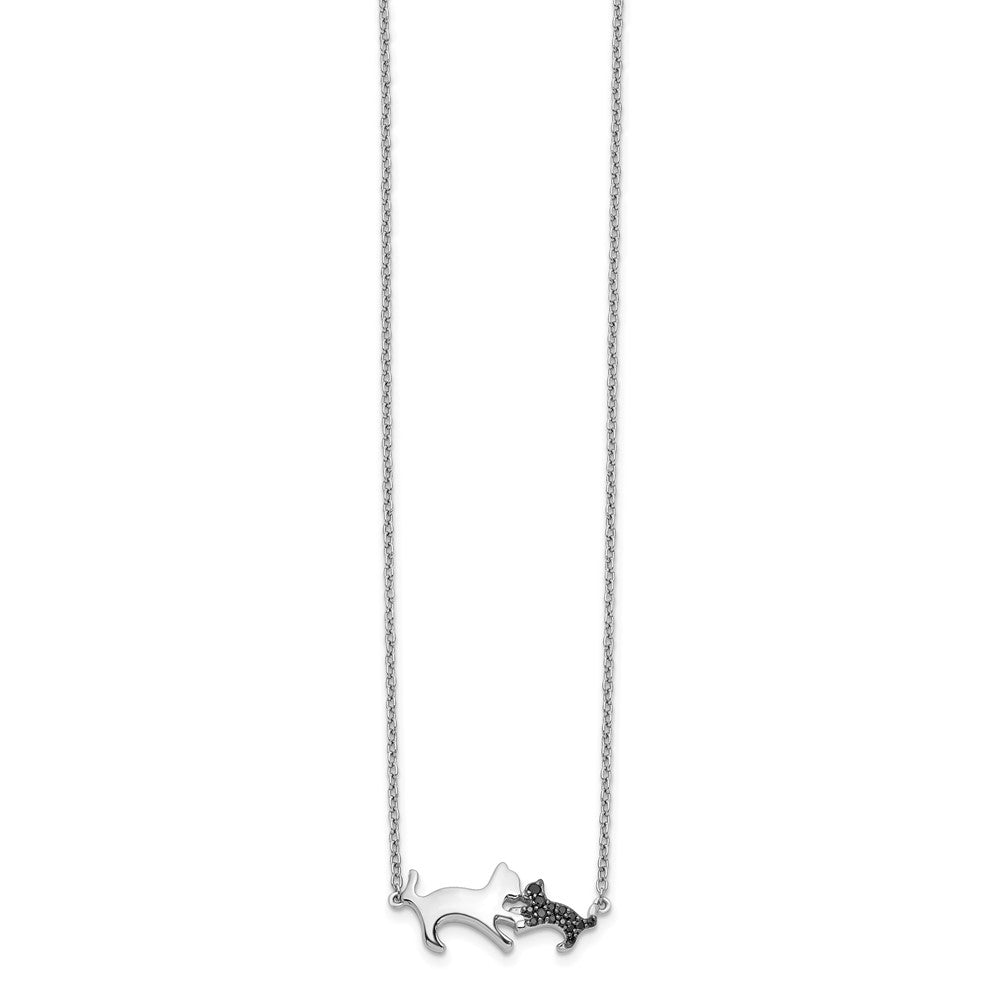 1/20 carat Black Diamond Mother and Baby Cat Necklace - WBC